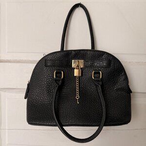 ALDO Black Pebbled Dome Satchel w/ Gold Padlock Detail
